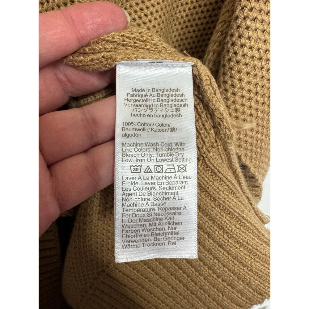 J.Crew XL Cotton Honeycomb Knit Half-Zip Heather Acorn Pullover Long Sleeve